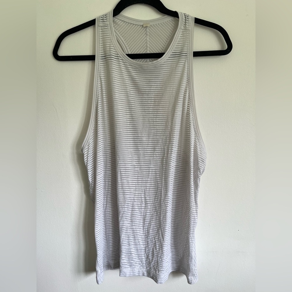 Lululemon Women White Sheer All Tied Up Athletic Gym Beach Tank Top - US 10 L